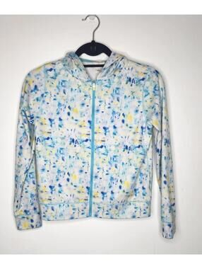 Crewcuts Active Hoodie Youth Large Blue Yellow Tie-Dye Full Zip Jacket Athletic